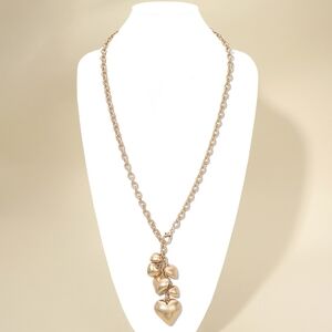 Chunky Puffy Heart Cluster Drop Chain Long Necklace